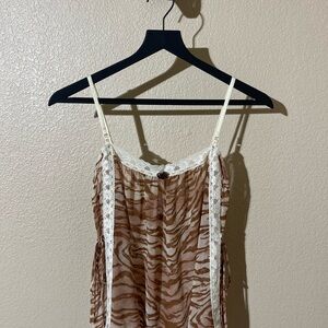 Cabernet Brown and white zebra print lace cami top with shorts